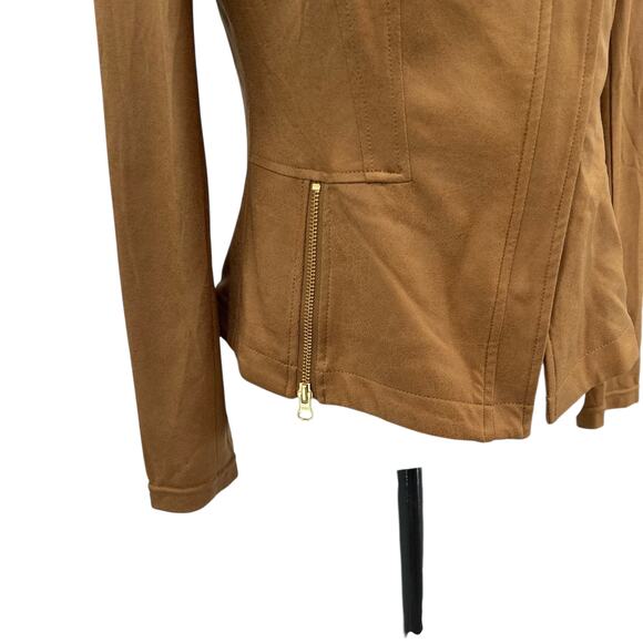 Clara‎ Sun Woo Liquid Leather Moto Jacket Camel Tan Size XS - Picture 6 of 14